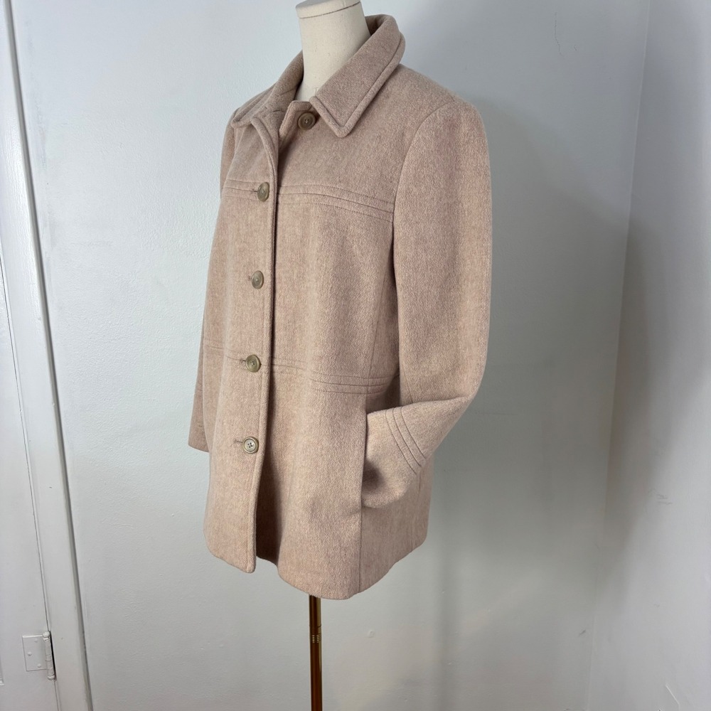 Classic London Fog Wool Blend Coat Cottage Preppy  Camel Buttoned Jacket Size 10 - Picture 9 of 12